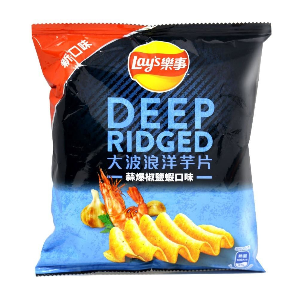Lays Deep Ridged Garlic Spiced Salt Shrimp | 🇹🇼 Taiwan